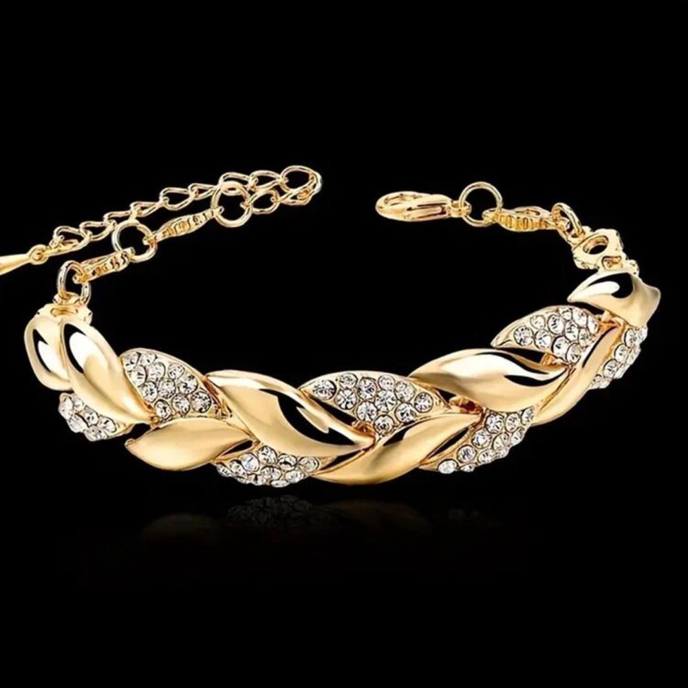 En Leaf Bracelet, European And American Fashion Bridal Jewelry Women Rhinestone